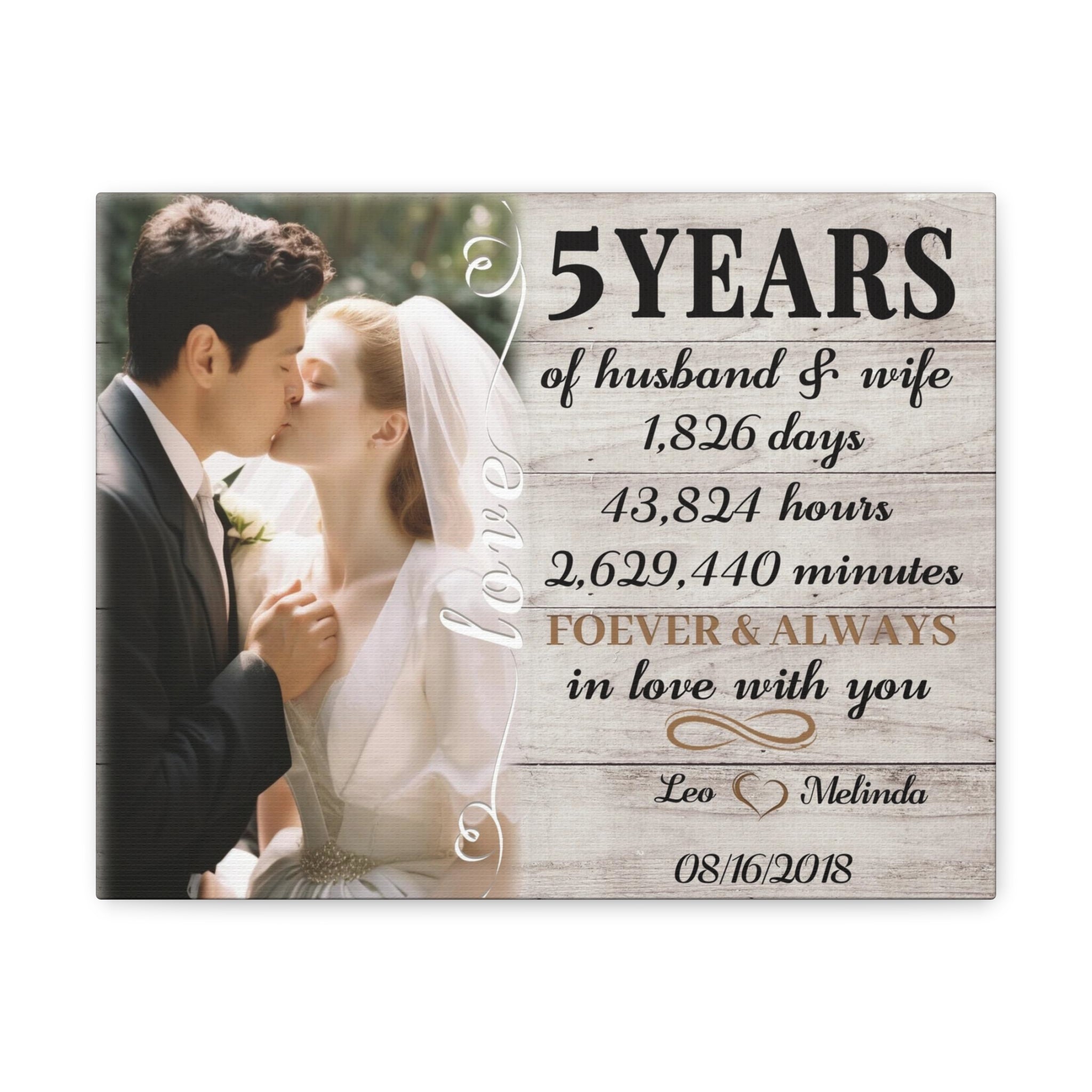 Forever ＆ Always In Love With You - 5th Anniversary Custom Canvas Gift