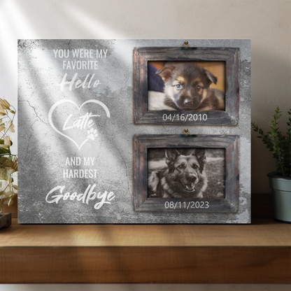 Hardest Goodbye, Hang and Place - Personalized Canvas Print Pet Memorial