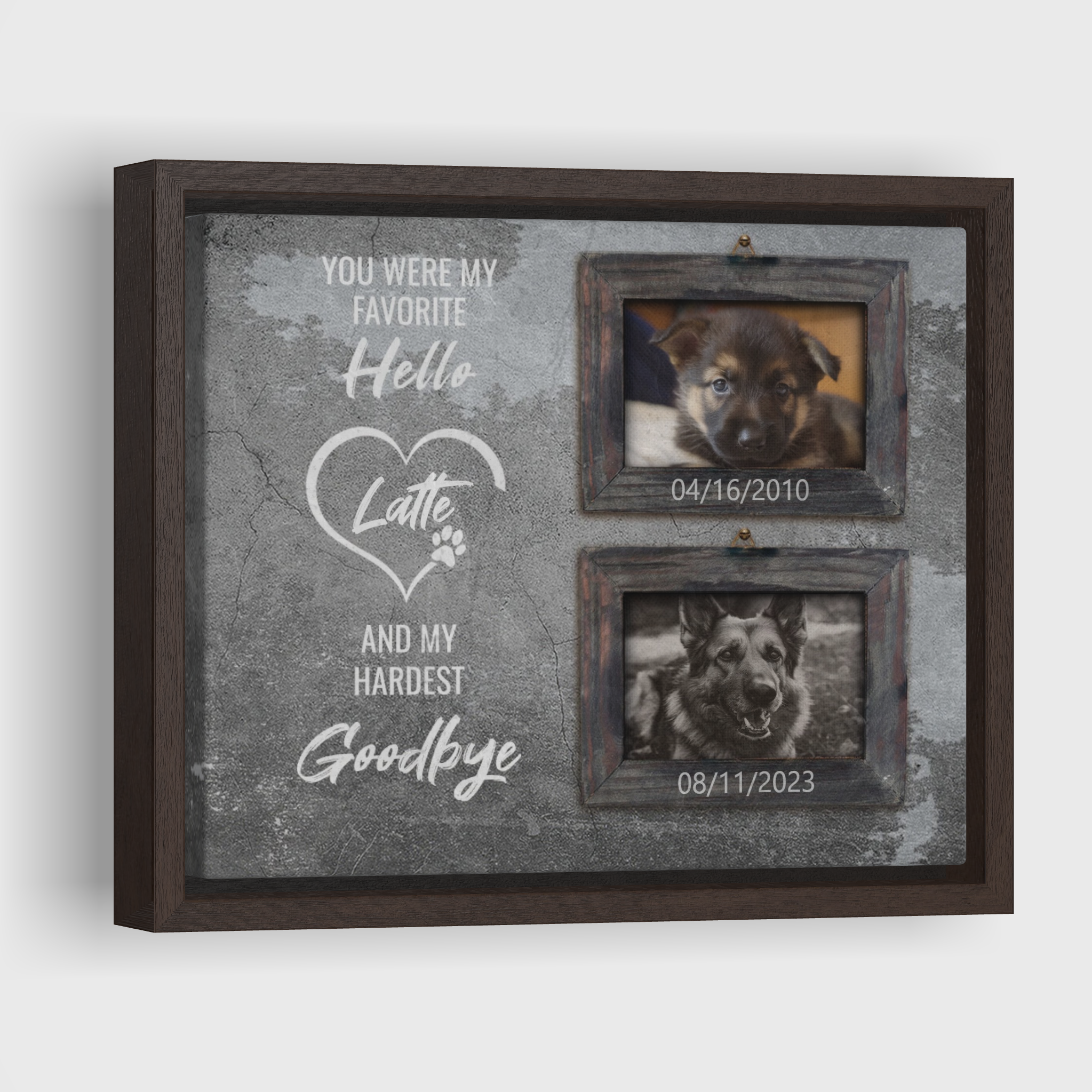 Hardest Goodbye, Hang and Place - Personalized Canvas Print Pet Memorial