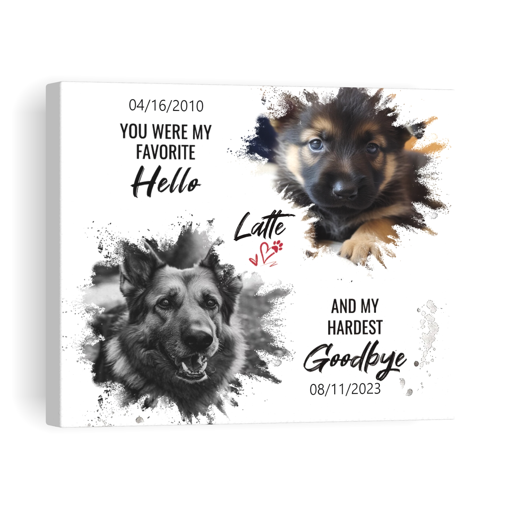 Hardest Goodbye, Hang and Place - Personalized Canvas Print Pet Memorial