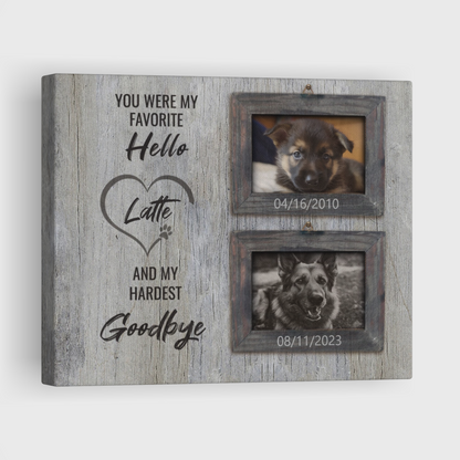 Hardest Goodbye, Hang and Place - Personalized Canvas Print Pet Memorial