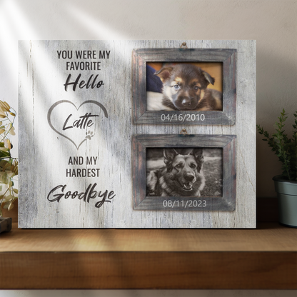 Hardest Goodbye, Hang and Place - Personalized Canvas Print Pet Memorial