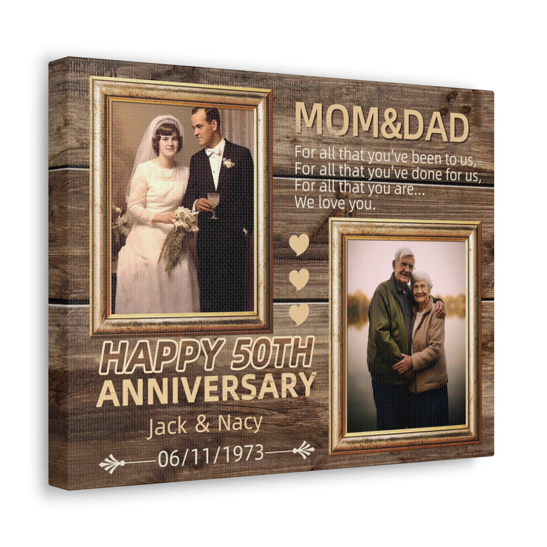Mom &amp; Dad - Personalized 50th Year Anniversary Canvas Print