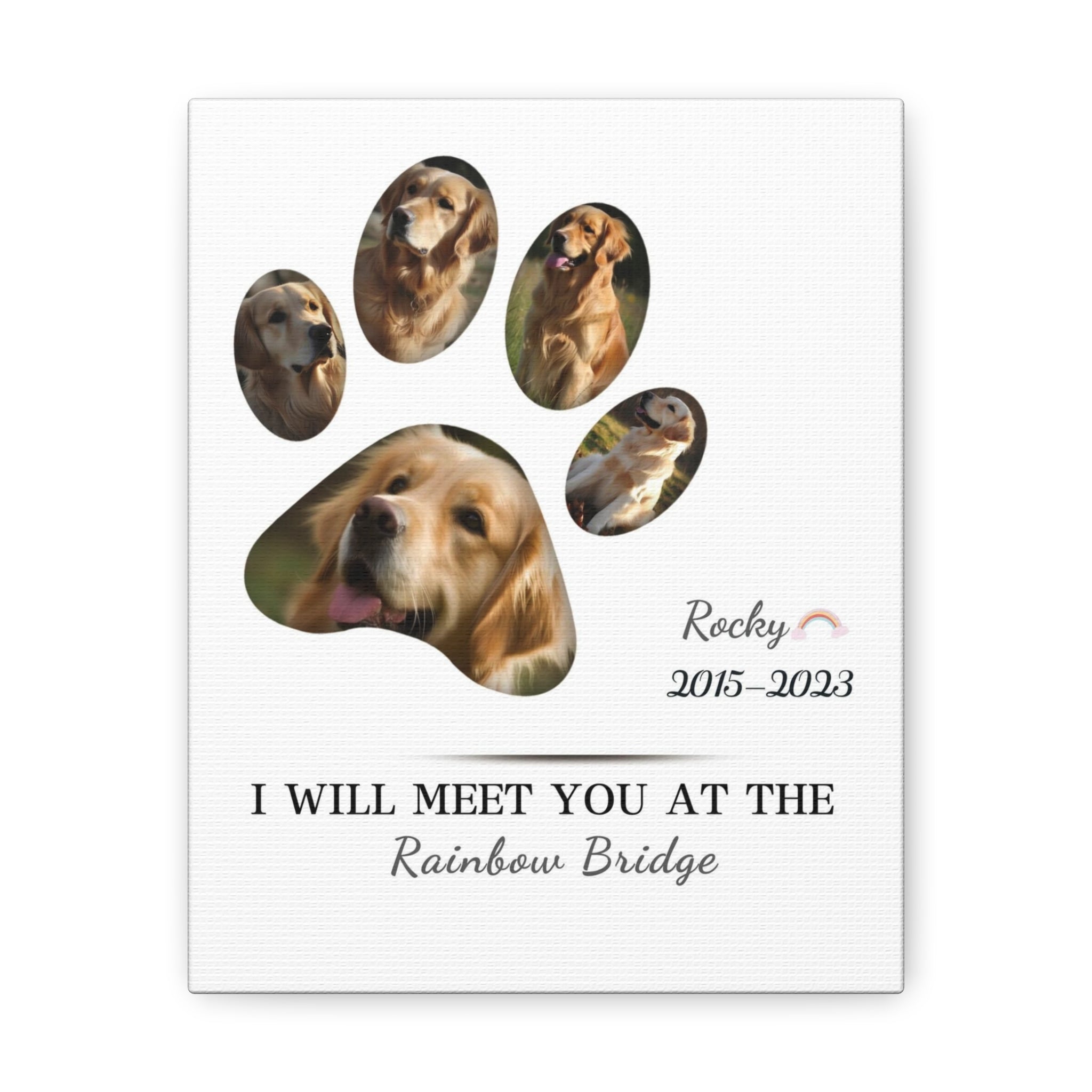 Minimalist Dog Paw Print - Personalized Canvas Print Pet Memorial