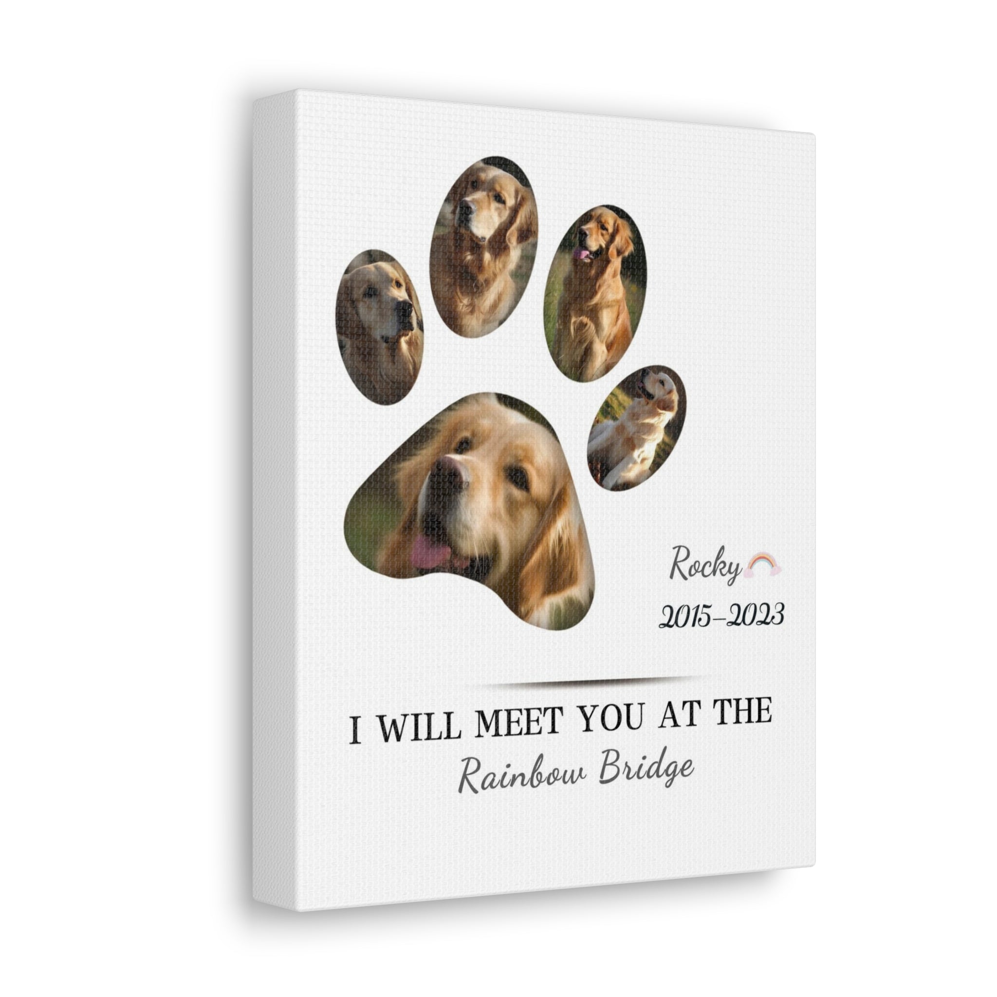 Minimalist Dog Paw Print - Personalized Canvas Print Pet Memorial