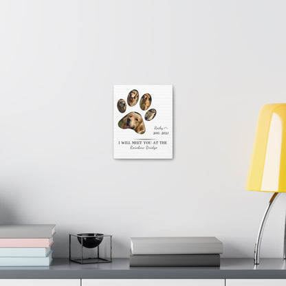Minimalist Dog Paw Print - Personalized Canvas Print Pet Memorial