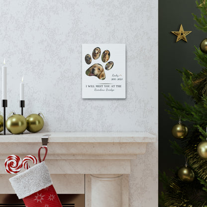 Minimalist Dog Paw Print - Personalized Canvas Print Pet Memorial