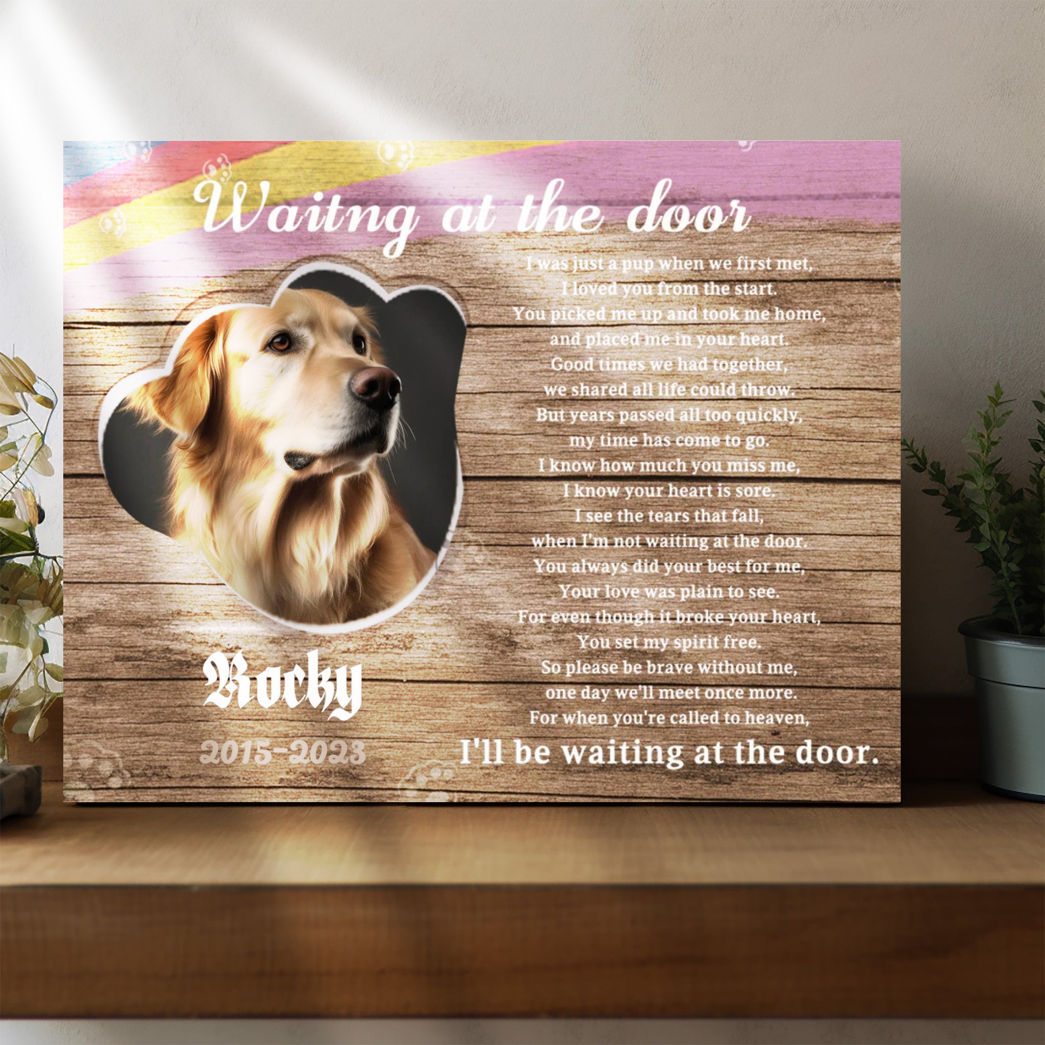 Waiting at the door - Personalized Canvas Print Pet Memorial