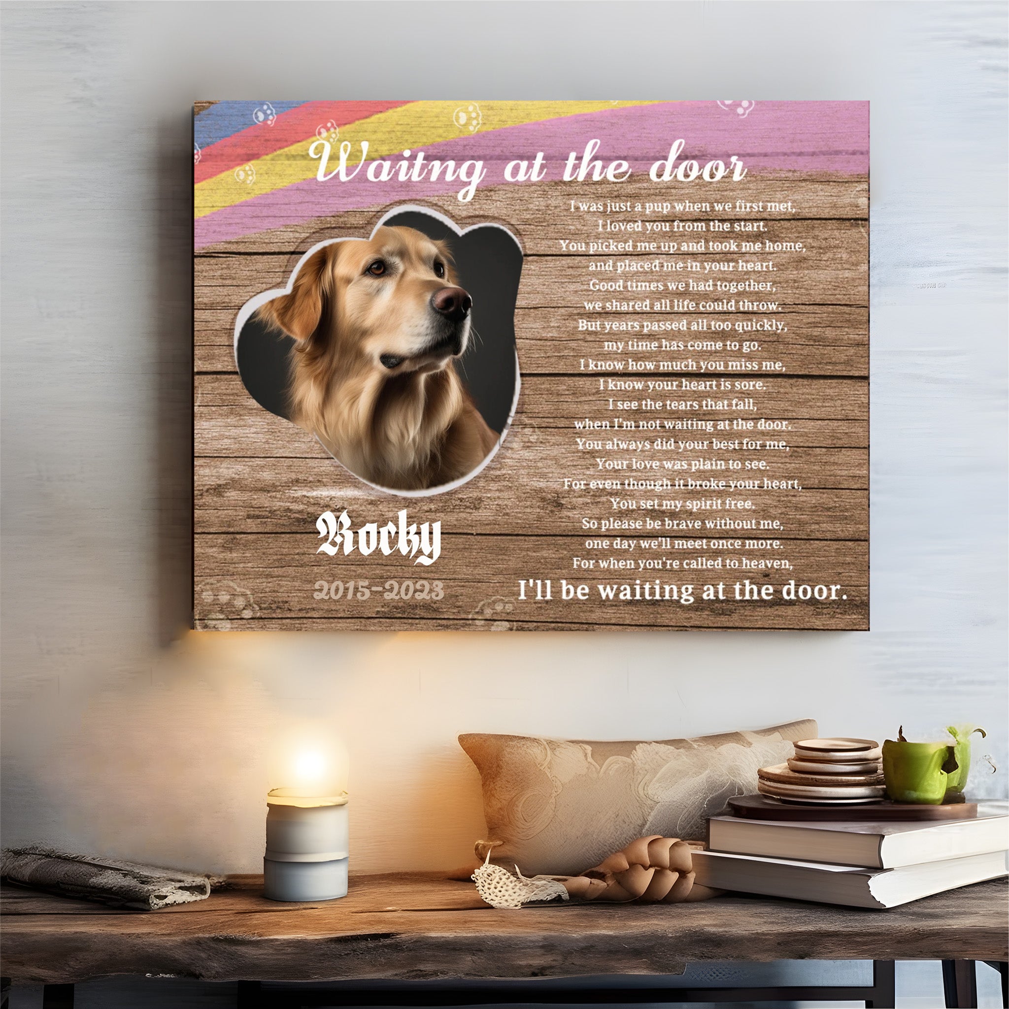 Waiting at the door - Personalized Canvas Print Pet Memorial