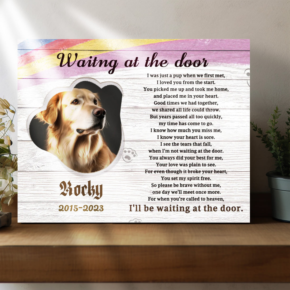 Waiting at the door - Personalized Canvas Print Pet Memorial